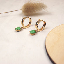 Load image into Gallery viewer, MINA Huggie Hoop Earrings in jade / opal
